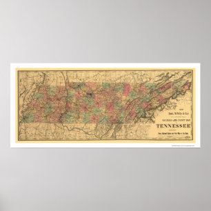 Tennessee-Eisenbahn u. Post-Karte 1888 Poster