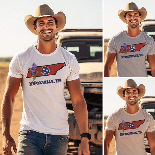 Tennessee Flag & Blume Lila Iris-Eigener Text T-Shirt (Von Creator hochgeladen)