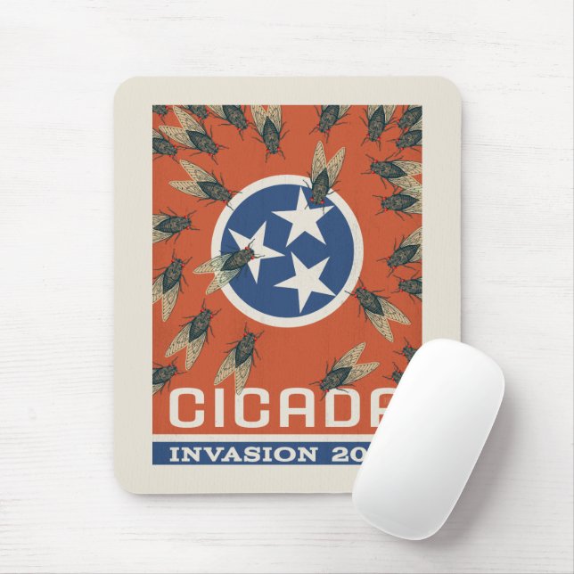 Tennessee Flag Cicada Invasion Mousepad (Mit Mouse)