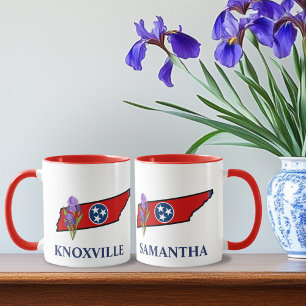 Tennessee-Flag mit Staat-Blume Iris benutzerdefini Tasse