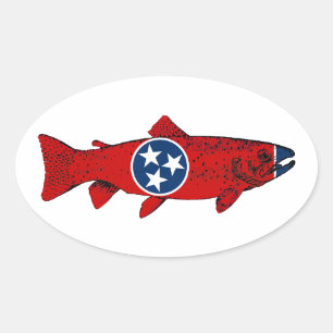 Tennessee-Forellenfischen Ovaler Aufkleber