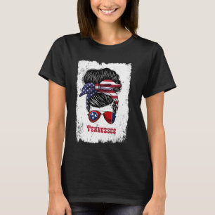 Tennessee Girls Trip Messy Bun US Flag Staat Sungl T-Shirt
