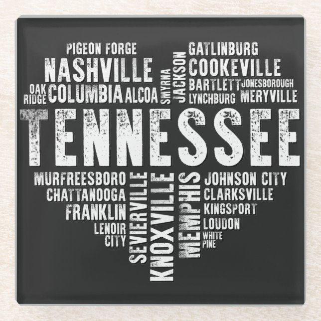 Tennessee Heart Liebe Nashville Cookeville Alcoa Glasuntersetzer (Vorderseite)