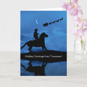 Tennessee Holiday Card mit Cowboy und Santa Karte