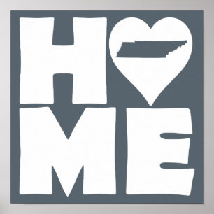Tennessee Home Heart State Poster Schild
