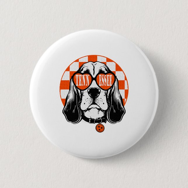 Tennessee Hound Orange White Rocky Top TN Dog Button (Vorderseite)