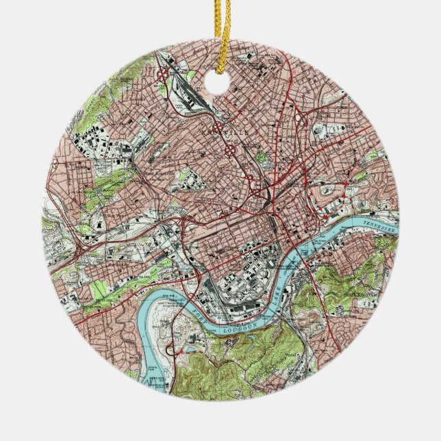 Tennessee-Karte von Knoxville (1978) Keramik Ornament (Vorne)