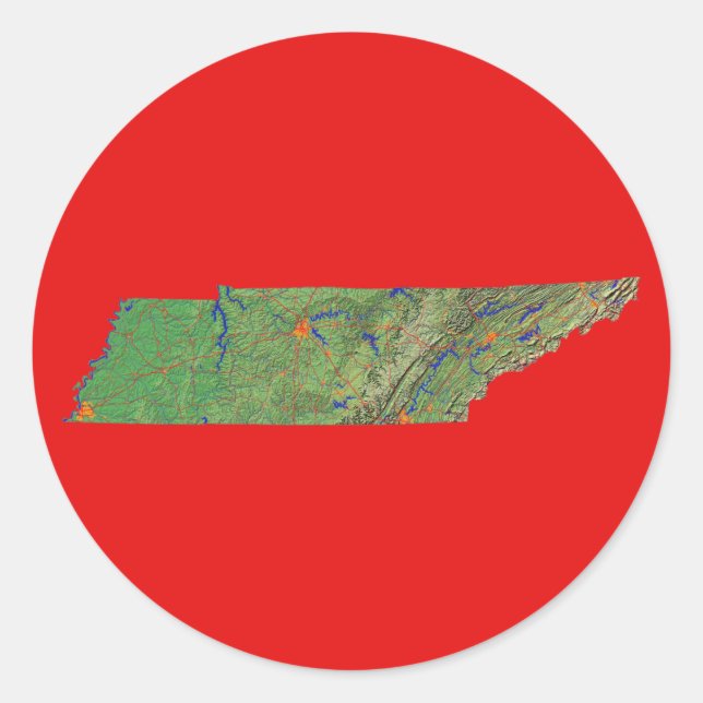 Tennessee Kartenaufkleber Runder Aufkleber (Vorderseite)