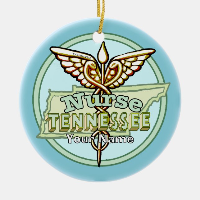 Tennessee Krankenpfleger Caduceus Keramik Ornament (Vorne)