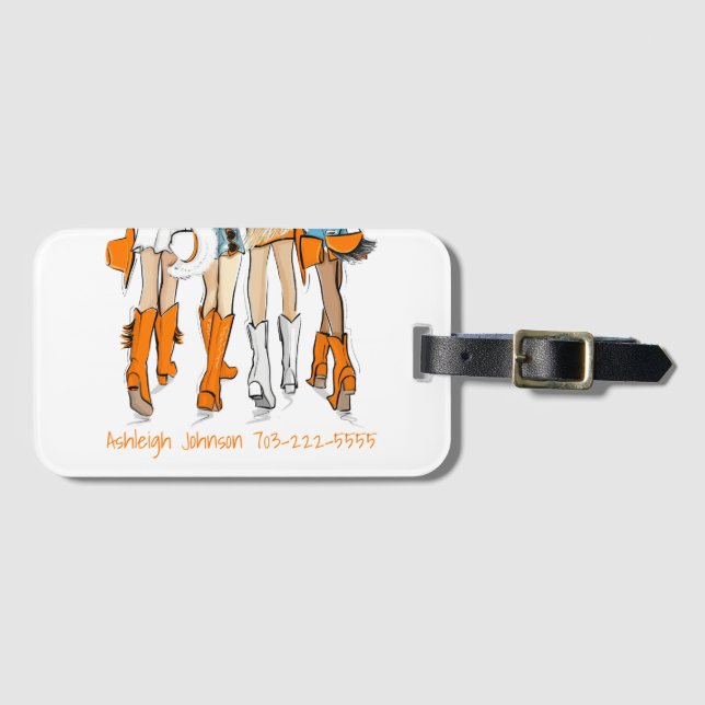 Tennessee Ladys Cowboy Boots Orange Fantasiebezeic Gepäckanhänger (Vorderseite (Horizontal))