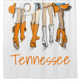 Tennessee Ladys Cowboy Boots Orange Mode Duschvorhang