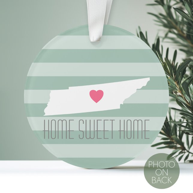 Tennessee Map Zuhause Staat Liebe mit individuelle Ornament (Personalized Photo Ornament with a State Design on the Front and Photo on the Back)