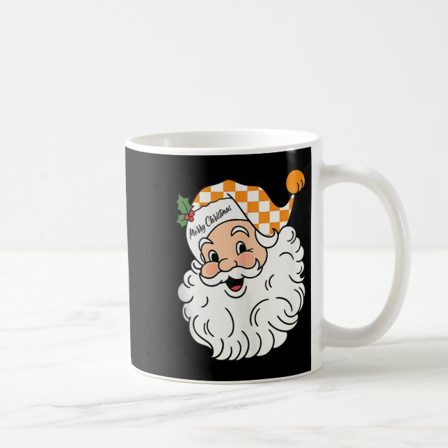 Tennessee Merry Christmas Santa Checkerboard Orang Kaffeetasse (Rechts)