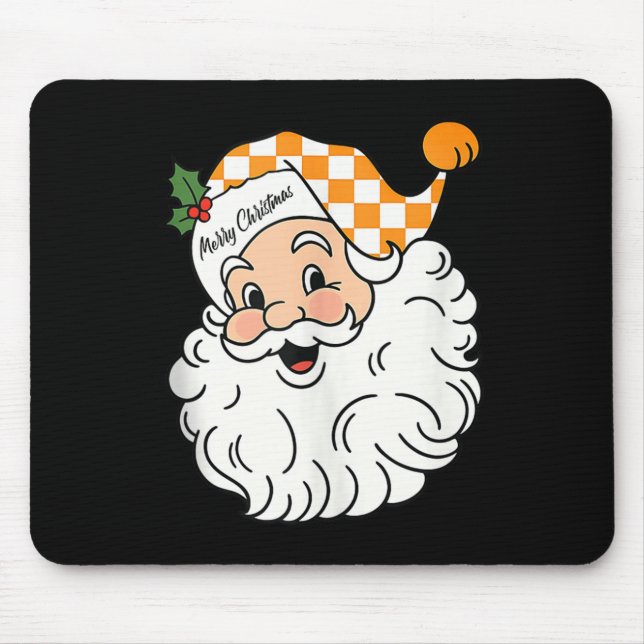 Tennessee Merry Christmas Santa Checkerboard Orang Mousepad (Vorne)