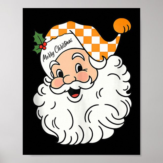 Tennessee Merry Christmas Santa Checkerboard Orang Poster (Vorne)