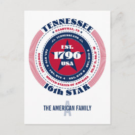 Tennessee, Nashville, TN, Patriotic, Monogram Postkarte