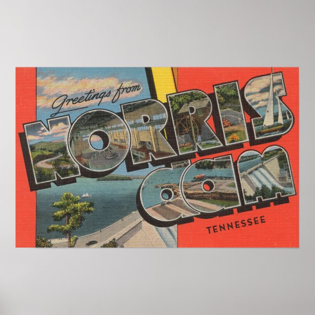 Tennessee - Norris-Stausee - Große Buchstabenszene Poster (Vorne)