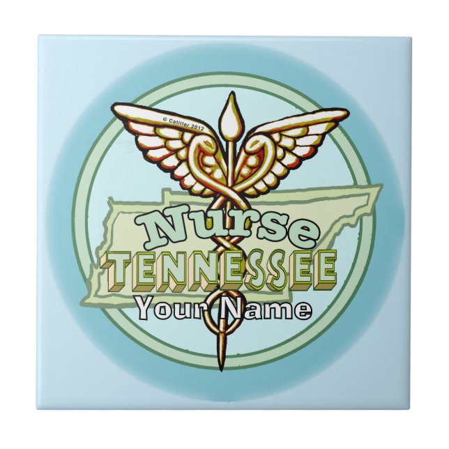 Tennessee Nurse Caduceus Fliese (Vorderseite)