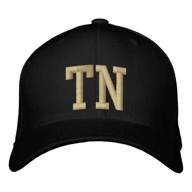 Tennessee Postleitzahl Baseballkappe (Schwarz/Gold Bestickte Kappe (Vorderseite)