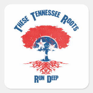 Tennessee Roots Flag Tree Quadratischer Aufkleber