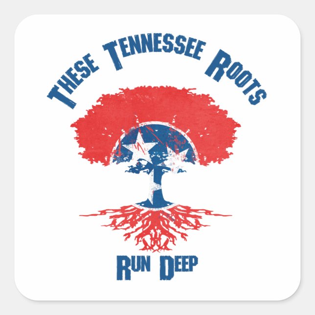 Tennessee Roots Flag Tree Quadratischer Aufkleber (Vorderseite)