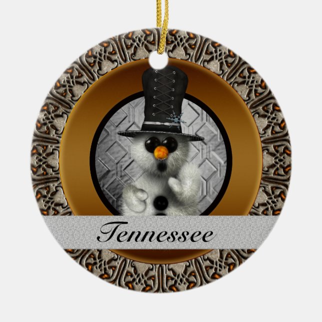 Tennessee-Schneemann-Weihnachtsverzierung Keramik Ornament (Vorne)