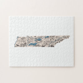 Tennessee Shaped Tennessean Vintage Karte Puzzle