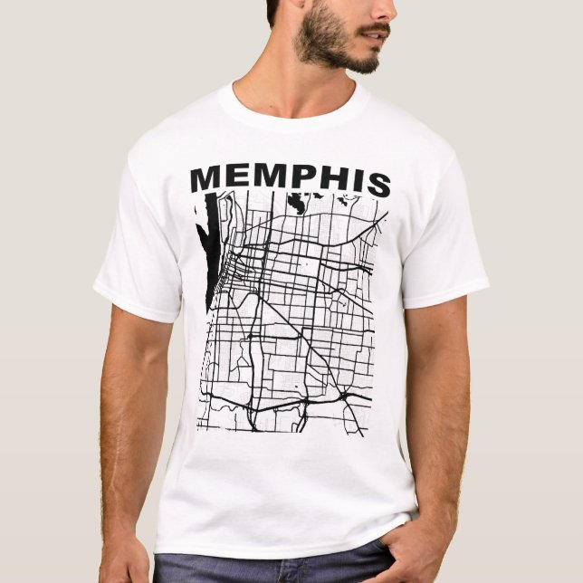 Tennessee Souvenir Memphis City Street Karte T-Shirt (Vorderseite)