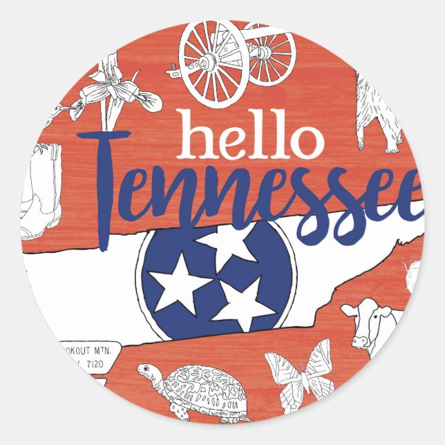 Tennessee Staat Symbole Freiwillige Staat Bilder Runder Aufkleber (Vorderseite)