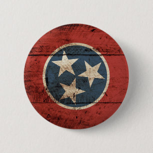 Tennessee-Staats-Flagge auf altem hölzernem Korn Button