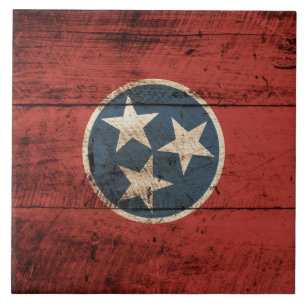 Tennessee-Staats-Flagge auf altem hölzernem Korn Fliese