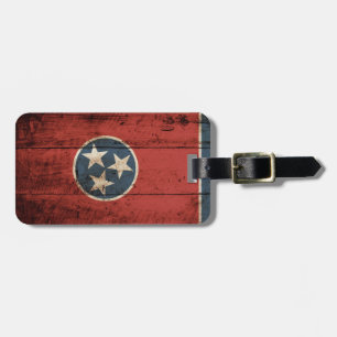 Tennessee-Staats-Flagge auf altem hölzernem Korn Gepäckanhänger