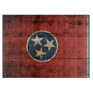 Tennessee-Staats-Flagge auf altem hölzernem Korn Schneidebrett