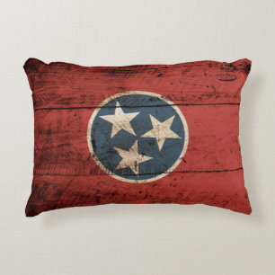 Tennessee-Staats-Flagge auf altem hölzernem Korn Zierkissen