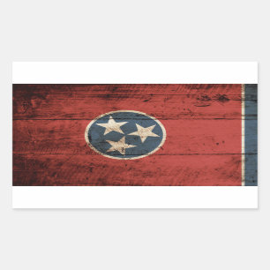 Tennessee Staatsflagge auf altem Holzmaserung Rechteckiger Aufkleber