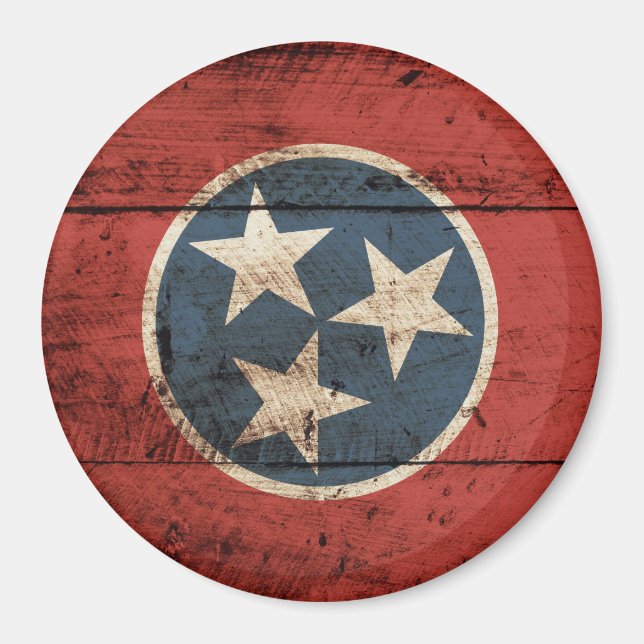 Tennessee Staatsflagge auf Altholzkörner Magnet (Vorne)