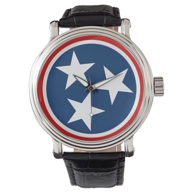 Tennessee State Flag Blaue weiße Stars Armbanduhr (Vorderseite)