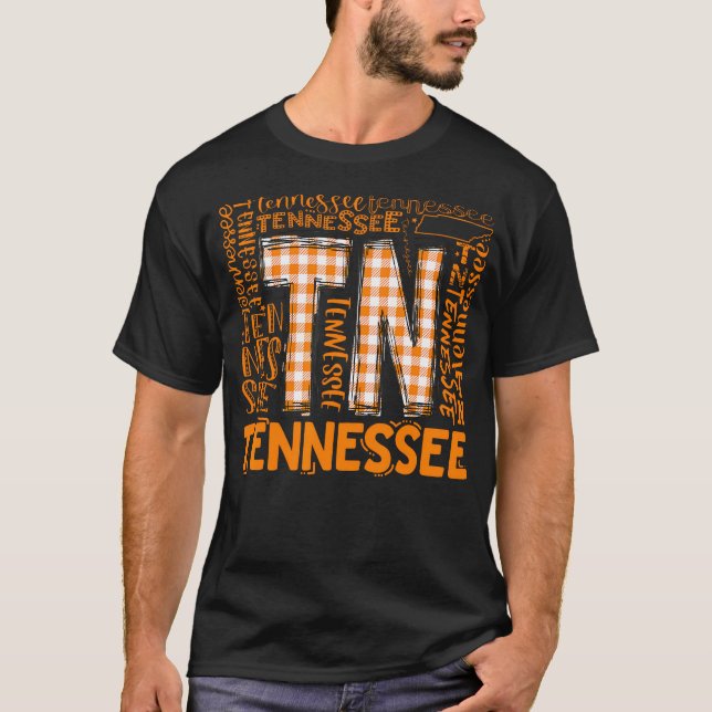 Tennessee State Flag Orange Kariert Tn T-Shirt (Vorderseite)