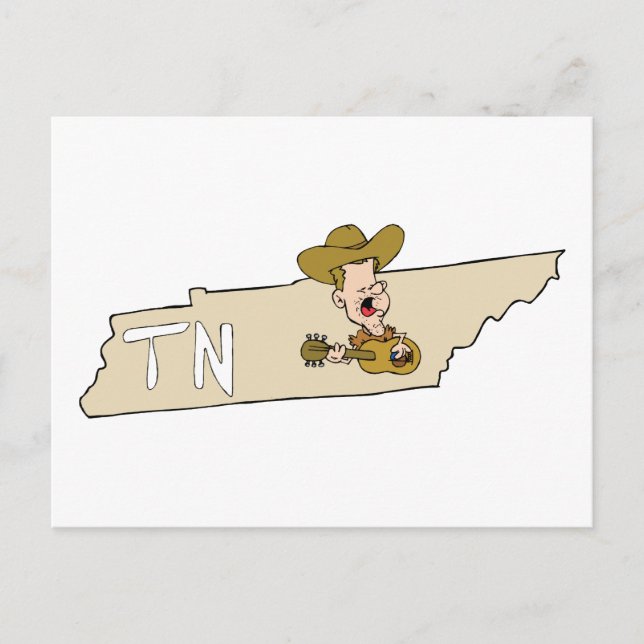 Tennessee TN Staat Map & Nashville Music Postkarte (Vorderseite)