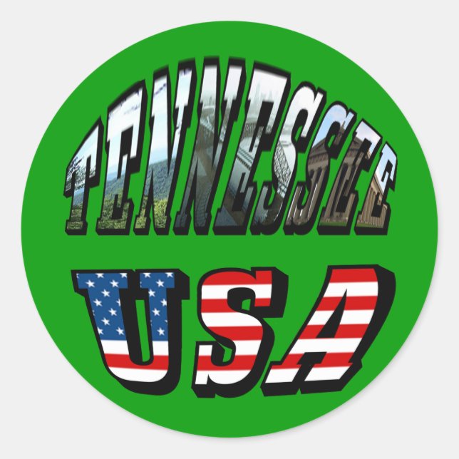 Tennessee und USA Picture Text Runder Aufkleber (Vorderseite)