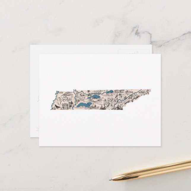 Tennessee Vintage Karte Staat Diagramm (Vorderseite/Rückseite Beispiel)