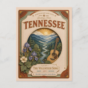 Tennessee Vintage Paper Cut American Arcana Postkarte