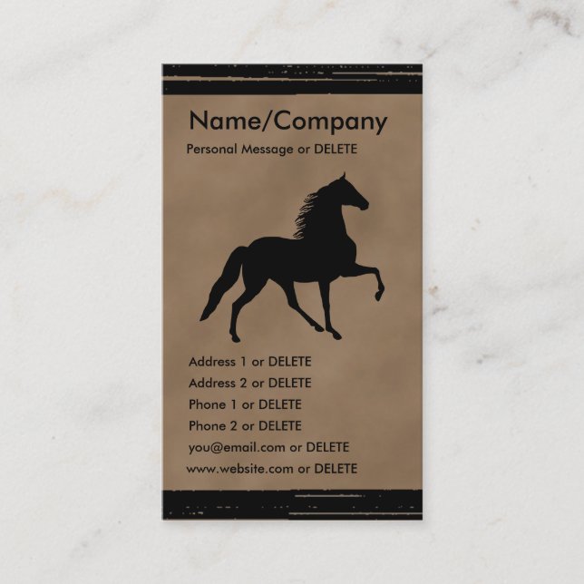 Tennessee Walker Silhouette Personal Business Visitenkarte (Vorderseite)