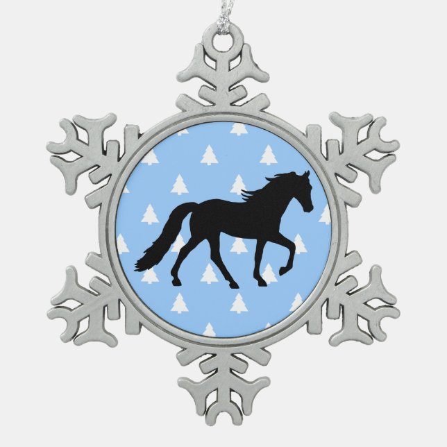 Tennessee Walking Horse Weiße Weihnachtsbäume Schneeflocken Zinn-Ornament (Vorderseite)