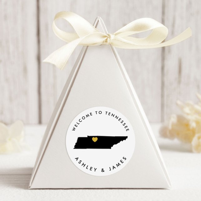 Tennessee Wedding Welcome Sticker Tag, Goldenes He (Von Creator hochgeladen)