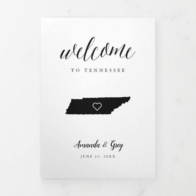 Tennessee Wedding Willkommensbrief & Tour Dreifach-gefaltete Programmkarte (Cover)