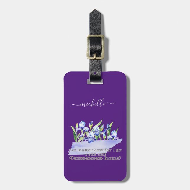 Tennessee Zuhause - Benutzerdefinierter Text und F Gepäckanhänger (Vorderseite vertikal)