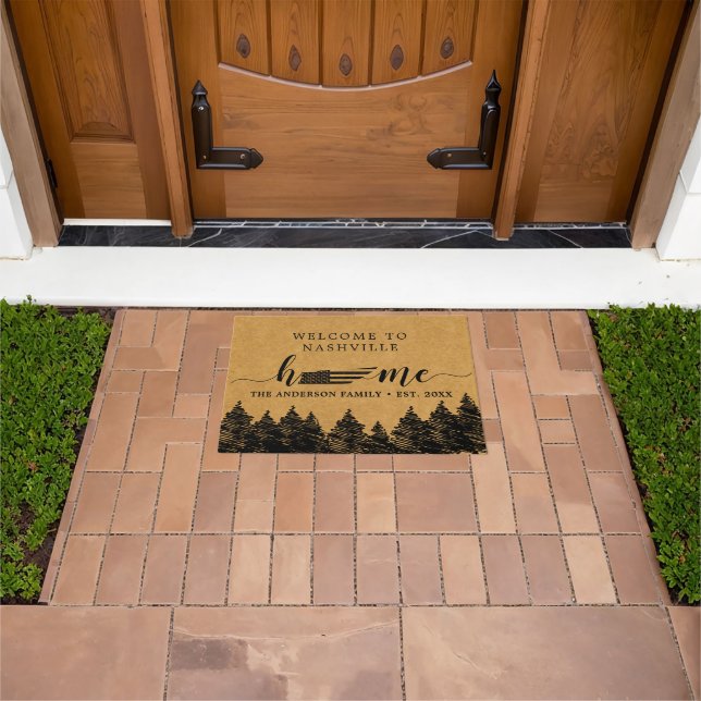 Tennessee Zuhause Map USA Flag Minimalistischer Em Fußmatte (Außenbereich)