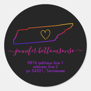Tennessee Zuhause Rücksendeadresse Signature Regen Runder Aufkleber