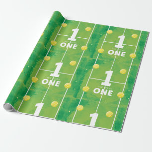 Tennis 1. Geburtstag auf dem Court Geschenkpapier